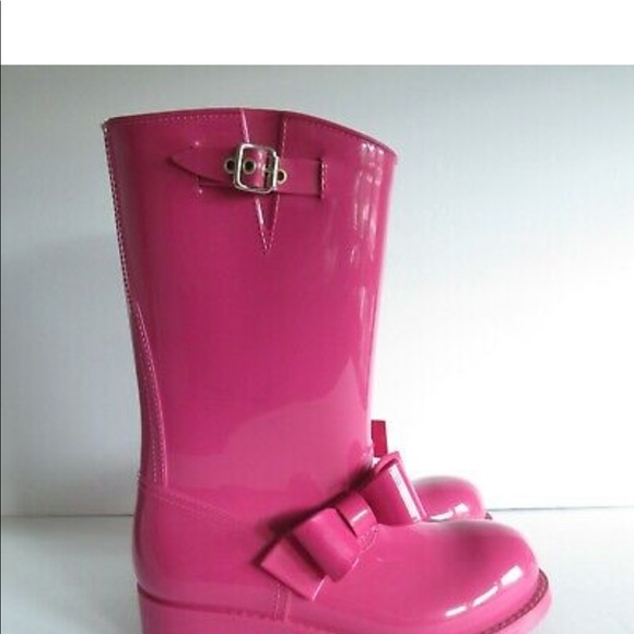 RED Valentino size 35 Pink Bow Rain Boots - Picture 2 of 2